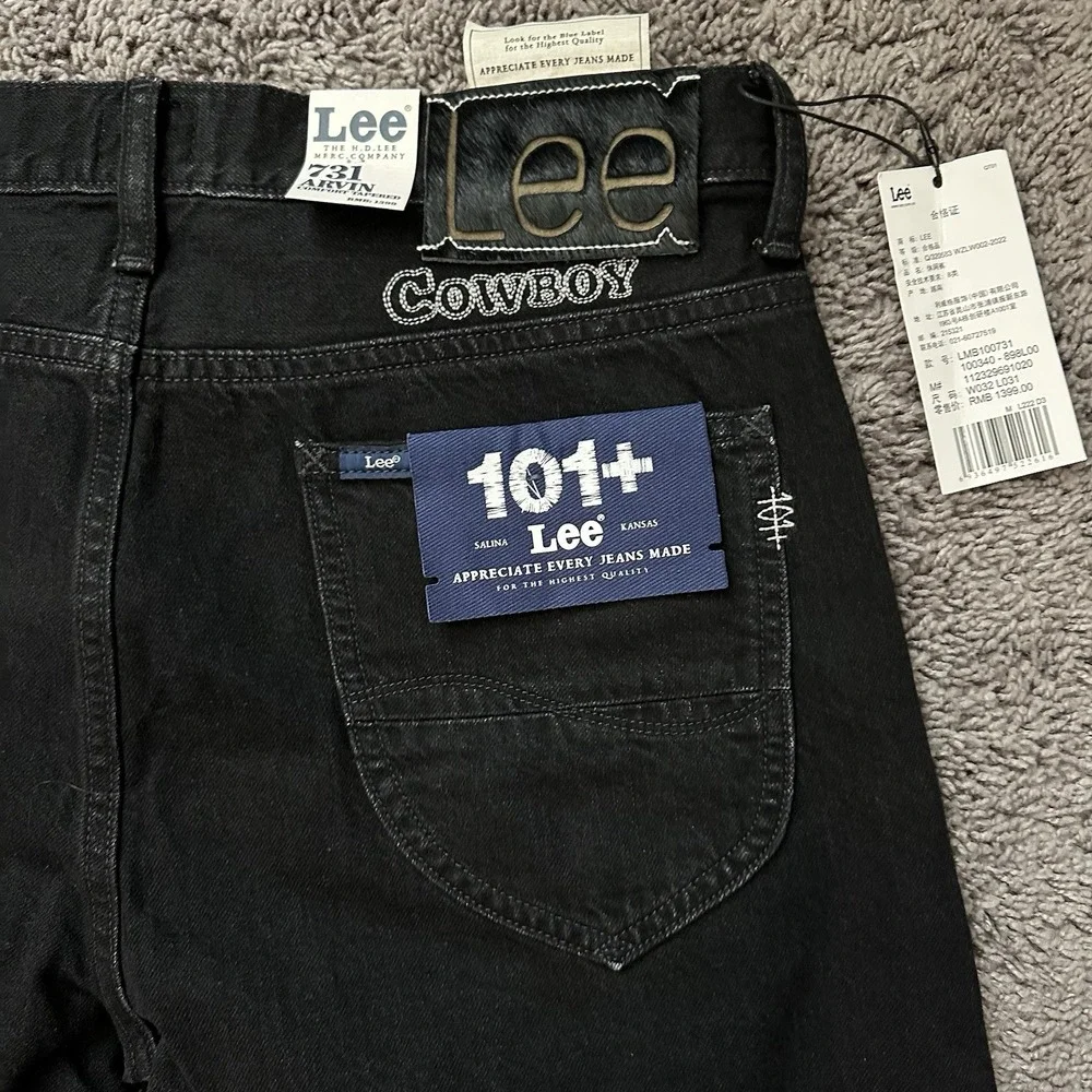 Lee Men's 101+ 731 Arvin Selvedge Cowboy Comfort Tapered Black Jeans Size 32x31